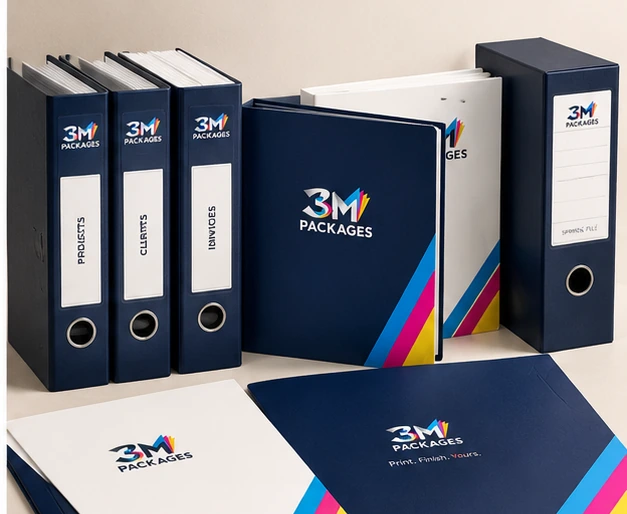 Custom printed office and box files by 3M Packages in Karachi