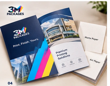3M Packages brochure with matte paper and art paper samples