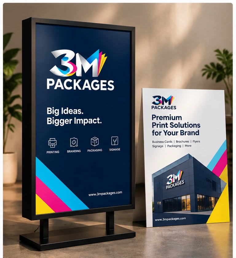 LED light boxes with backlit posters made by 3M Packages in Karachi