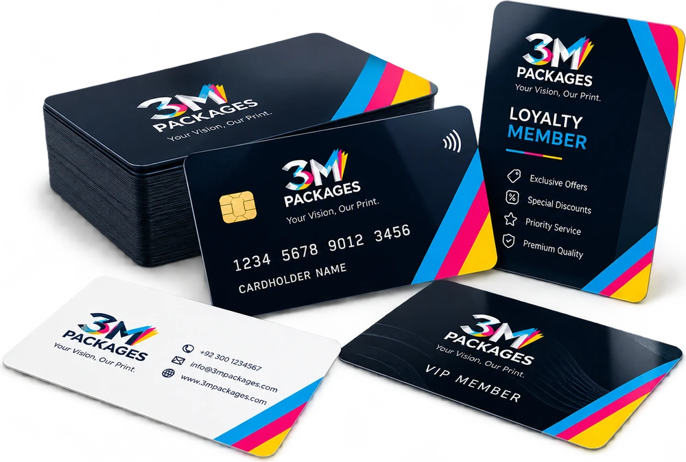 Custom PVC ID, membership and loyalty cards printed by 3M Packages in Karachi